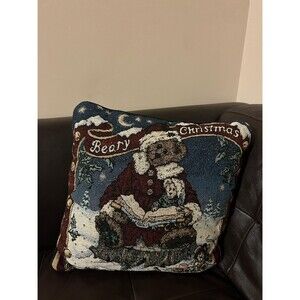 Boyds Bears Beary Christmas tapestry pillow